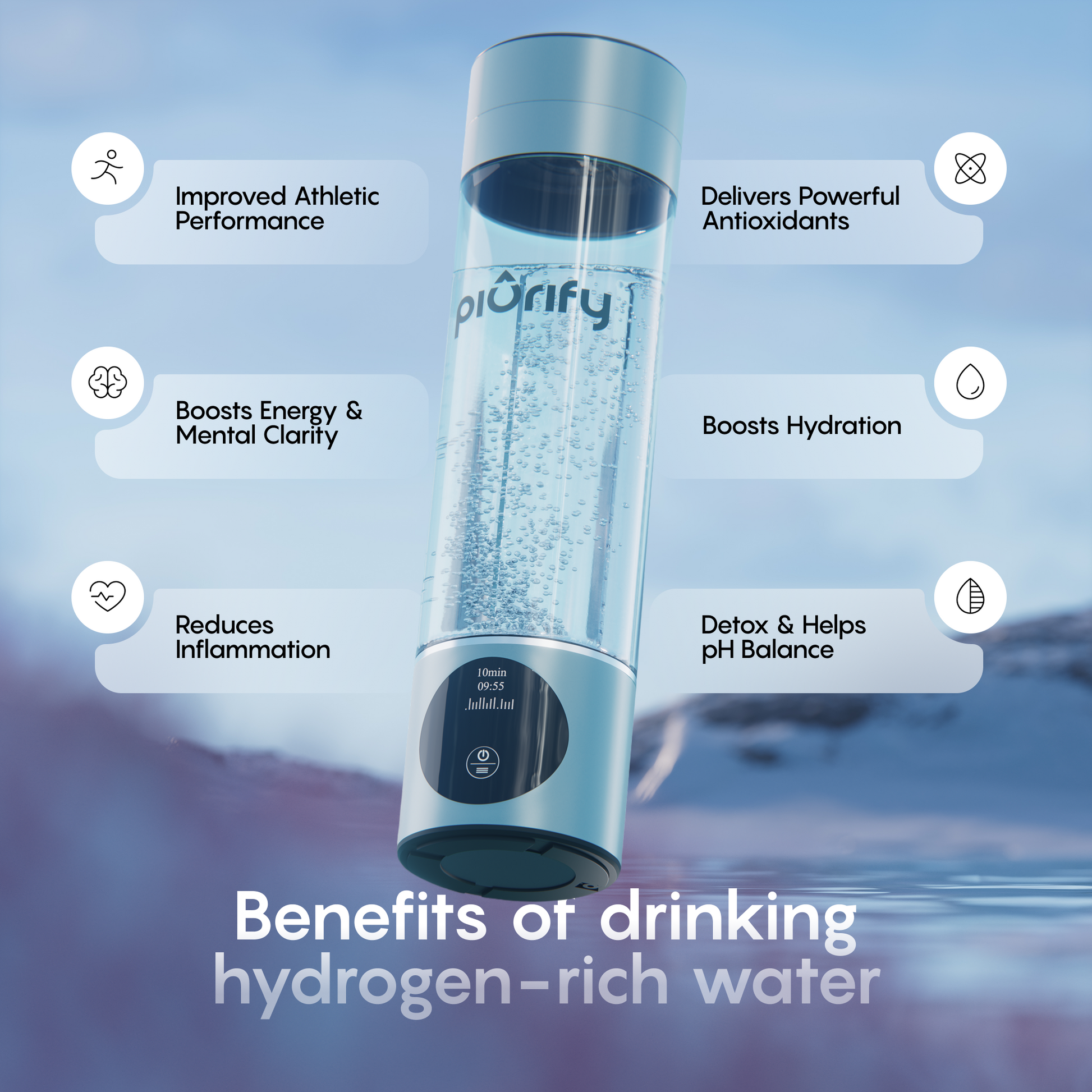 PIURIFY Hydrogenator® Bottle - Silver - Concordia Style Boutique