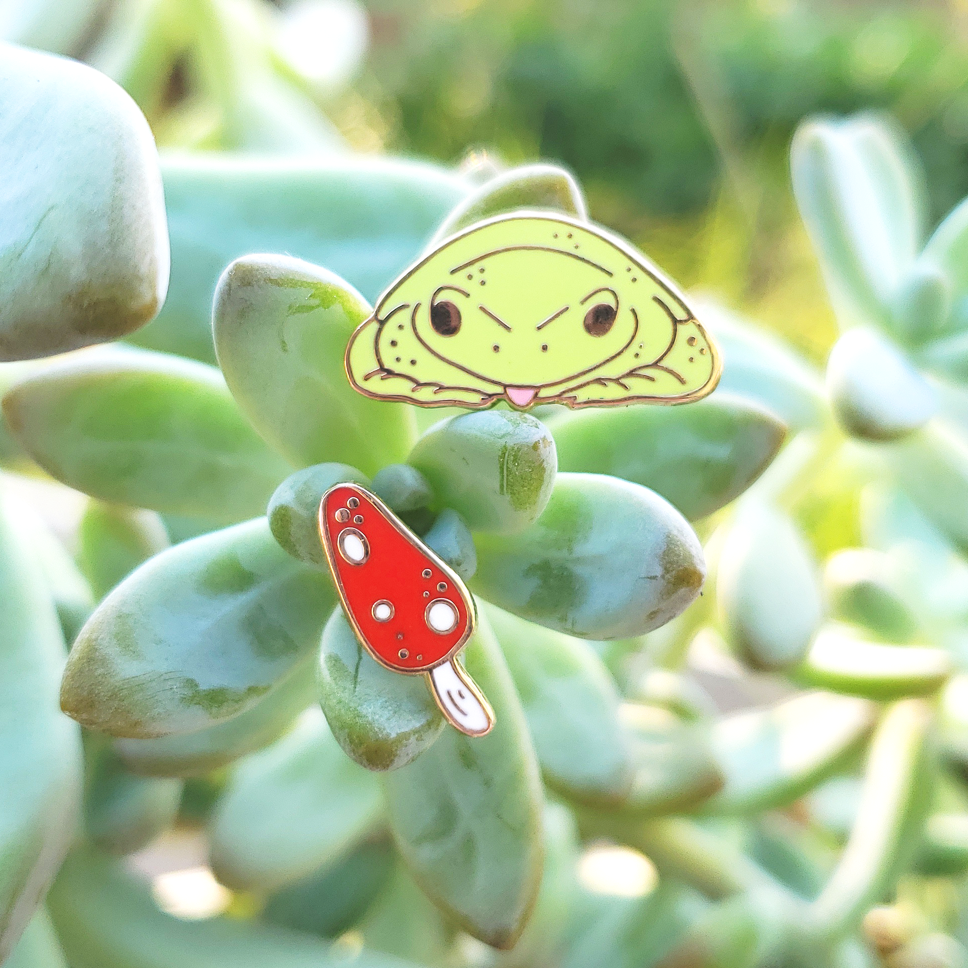 Froggie and Mushroom Mini Pin Set - Hard Enamel Pin Set - Concordia Style Boutique