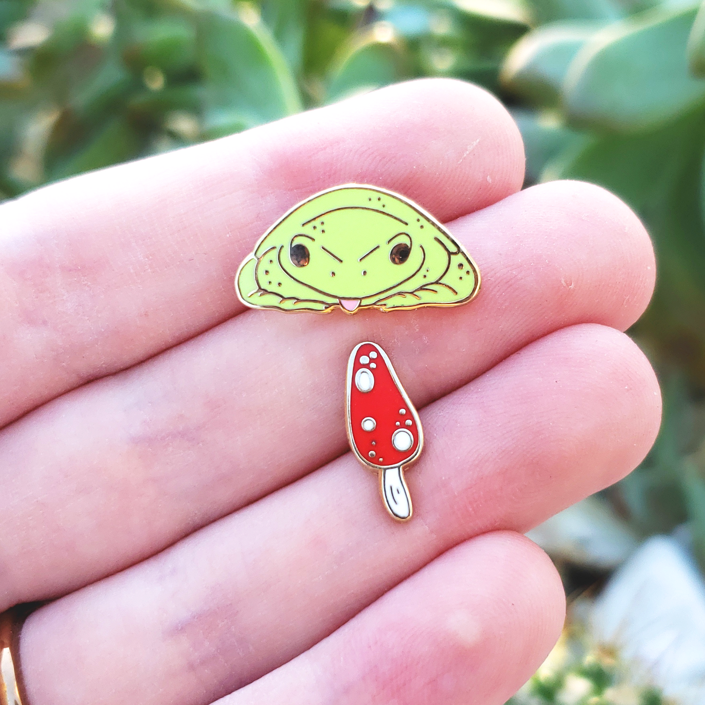 Froggie and Mushroom Mini Pin Set - Hard Enamel Pin Set - Concordia Style Boutique