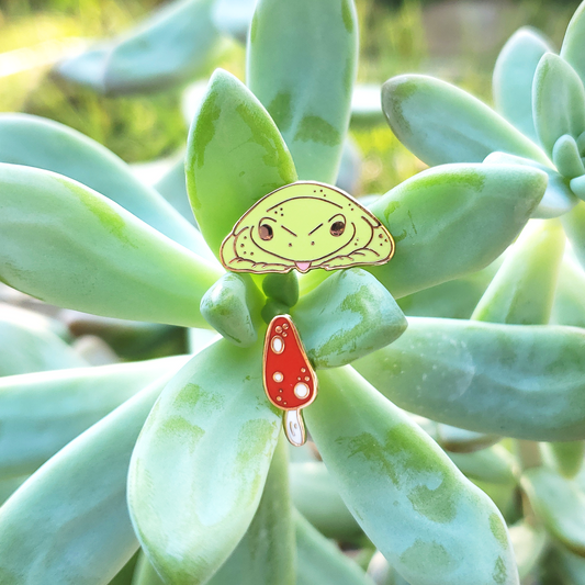 Froggie and Mushroom Mini Pin Set - Hard Enamel Pin Set - Concordia Style Boutique