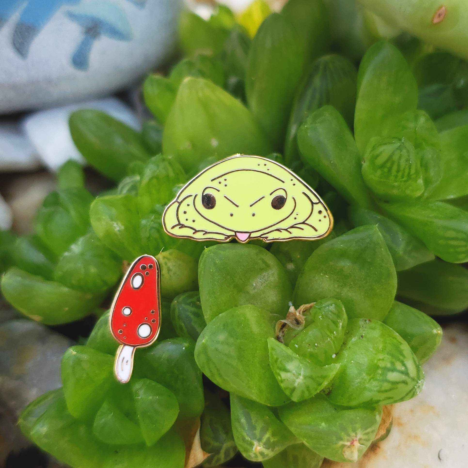 Froggie and Mushroom Mini Pin Set - Hard Enamel Pin Set - Concordia Style Boutique