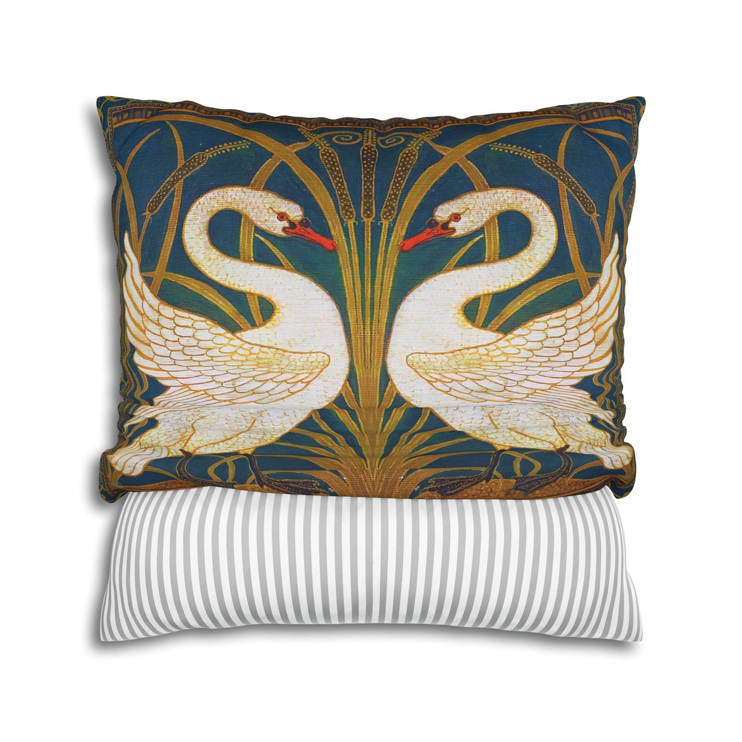 "Swan, Rush and Iris" Throw Pillow