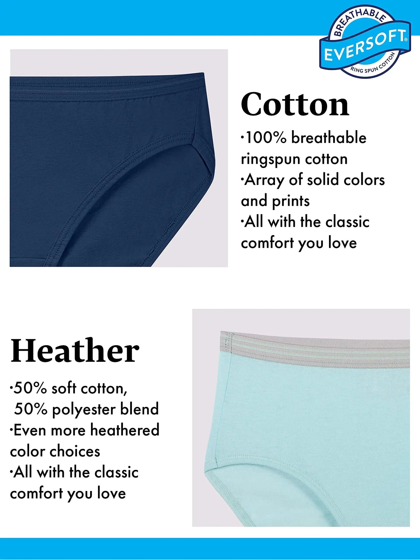 Fruit of the Loom Women's Eversoft Cotton Brief Underwear, Tag Free & Breathable - Concordia Style Boutique