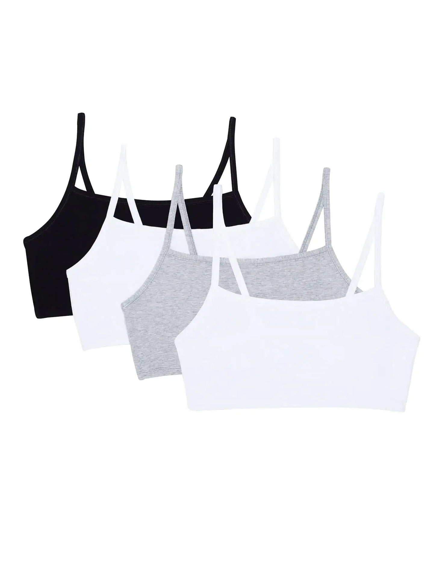 Fruit of the Loom Women's Spaghetti Strap Cotton Pullover Sports Bra Value Pack 40 Black/White/White/Heather Grey 4-pack - Concordia Style Boutique