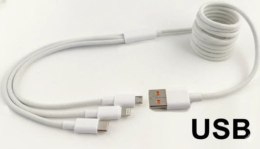 3-in-1 Braided USB Charging Cable | Lightning • Micro-USB • USB-C | Choose USB-A or USB-C Input
