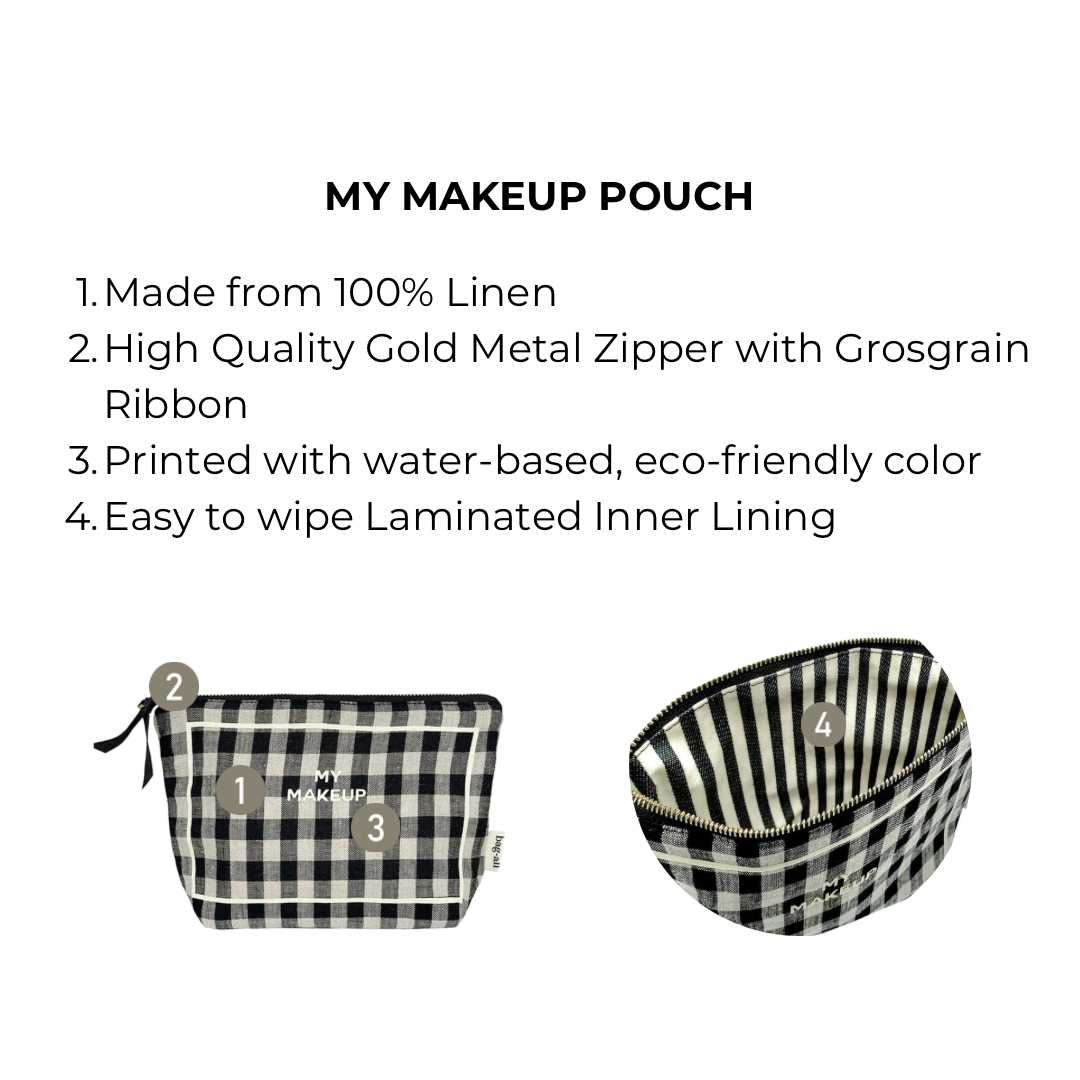 My Makeup Pouch, Coated Lining, Gingham - Concordia Style Boutique