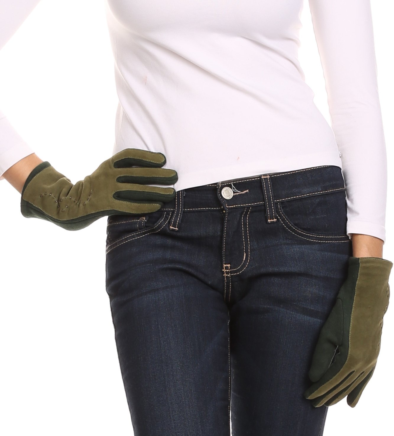 Sakkas Lidy Leather Embroidered Comfortable Warm Snow Touch Screen Finger Gloves - Concordia Style Boutique