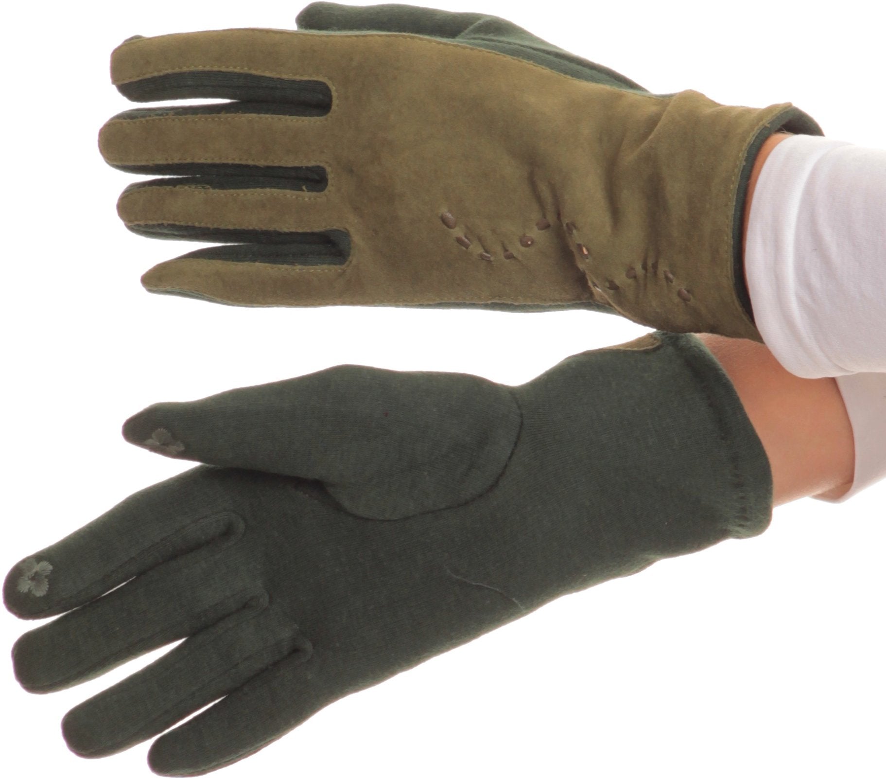 Sakkas Lidy Leather Embroidered Comfortable Warm Snow Touch Screen Finger Gloves - Concordia Style Boutique