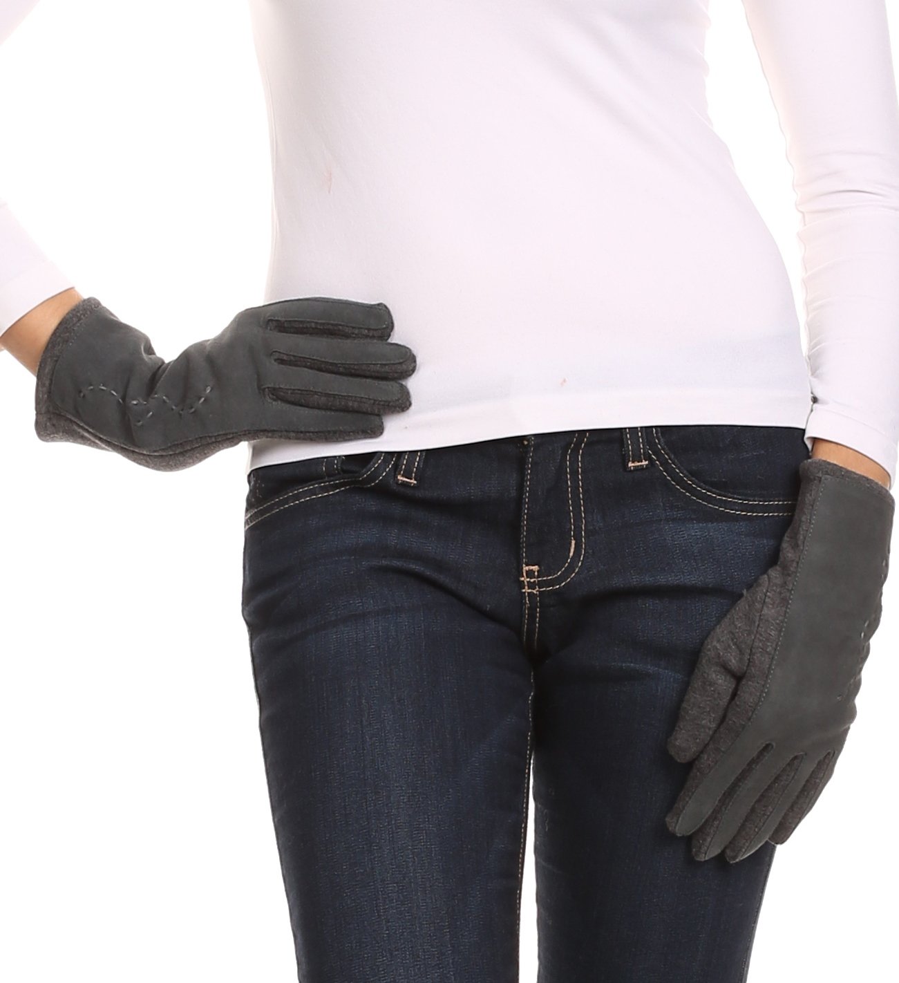 Sakkas Lidy Leather Embroidered Comfortable Warm Snow Touch Screen Finger Gloves - Concordia Style Boutique