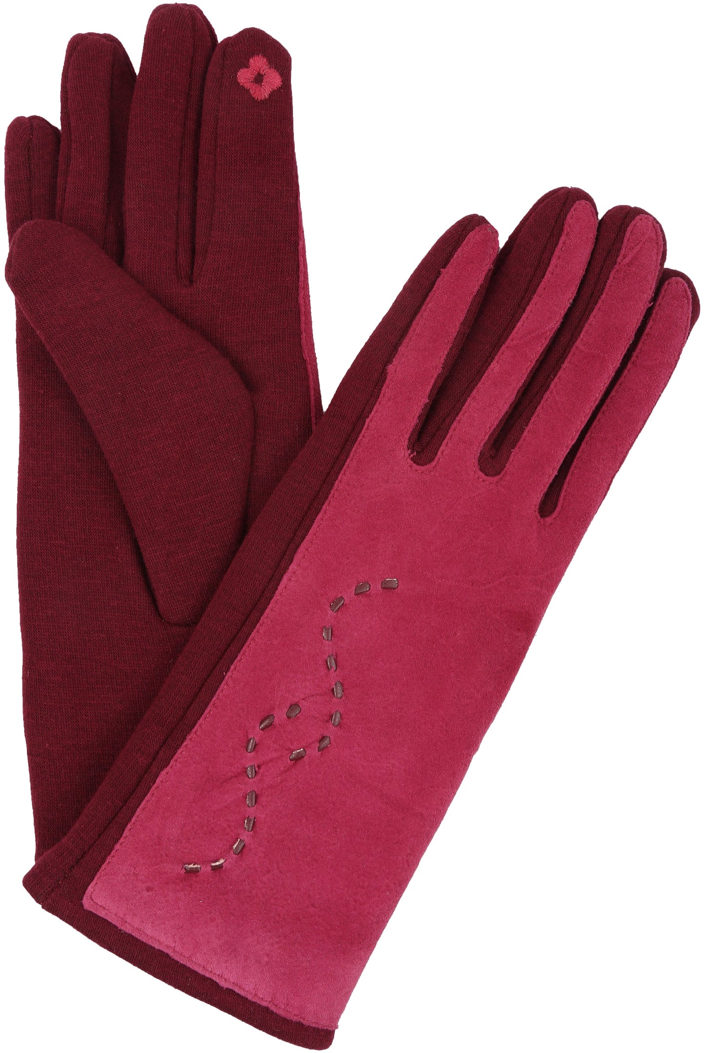 Sakkas Lidy Leather Embroidered Comfortable Warm Snow Touch Screen Finger Gloves - Concordia Style Boutique