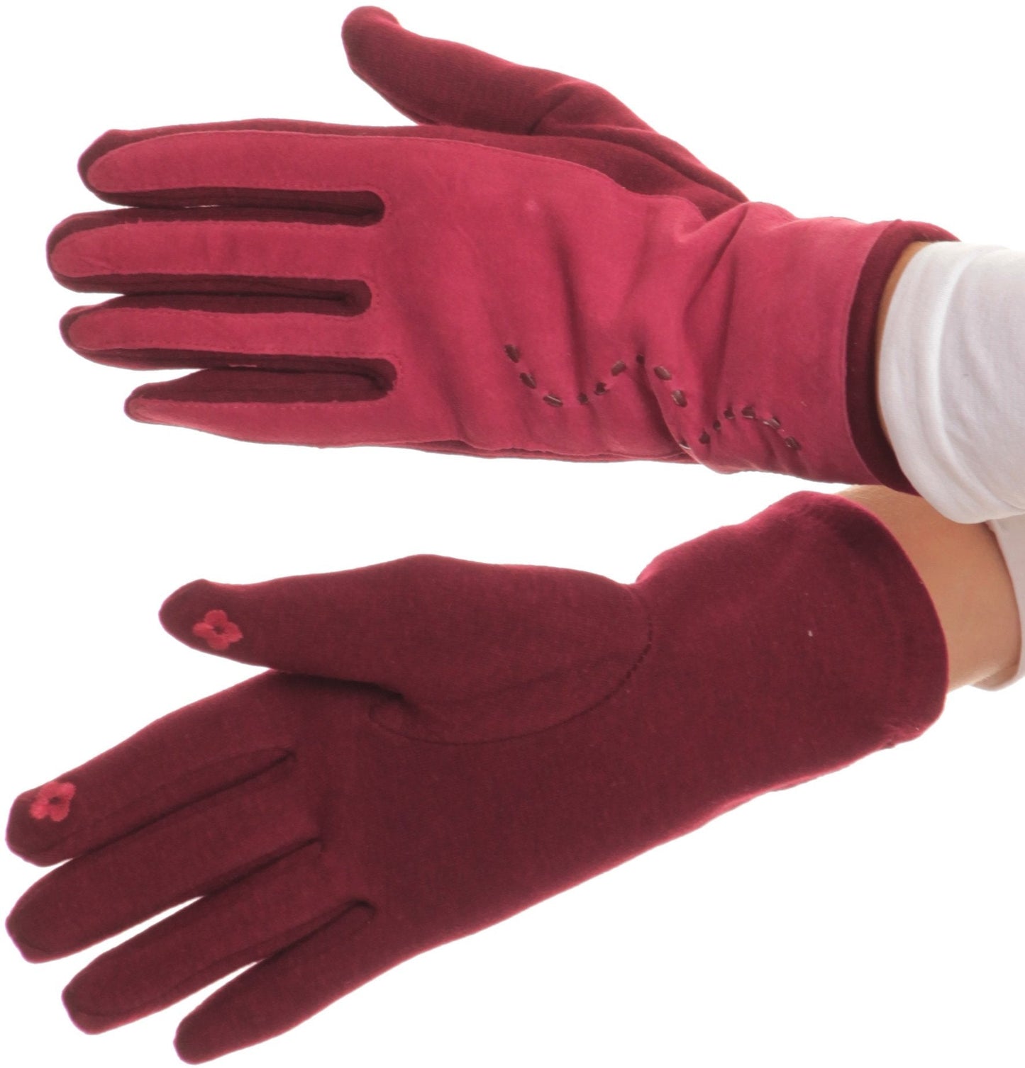 Sakkas Lidy Leather Embroidered Comfortable Warm Snow Touch Screen Finger Gloves - Concordia Style Boutique