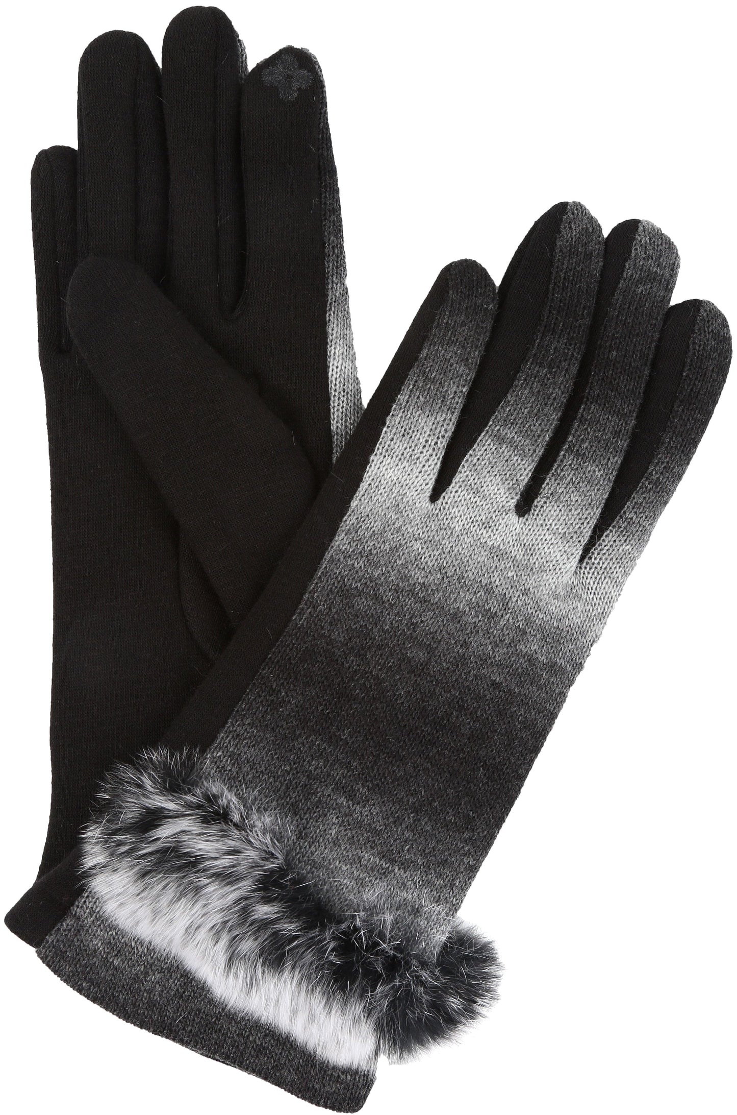 Sakkas Sophie Ombre Knitted Faux Fur Wrist Band Touch Screen Capable Gloves - Concordia Style Boutique