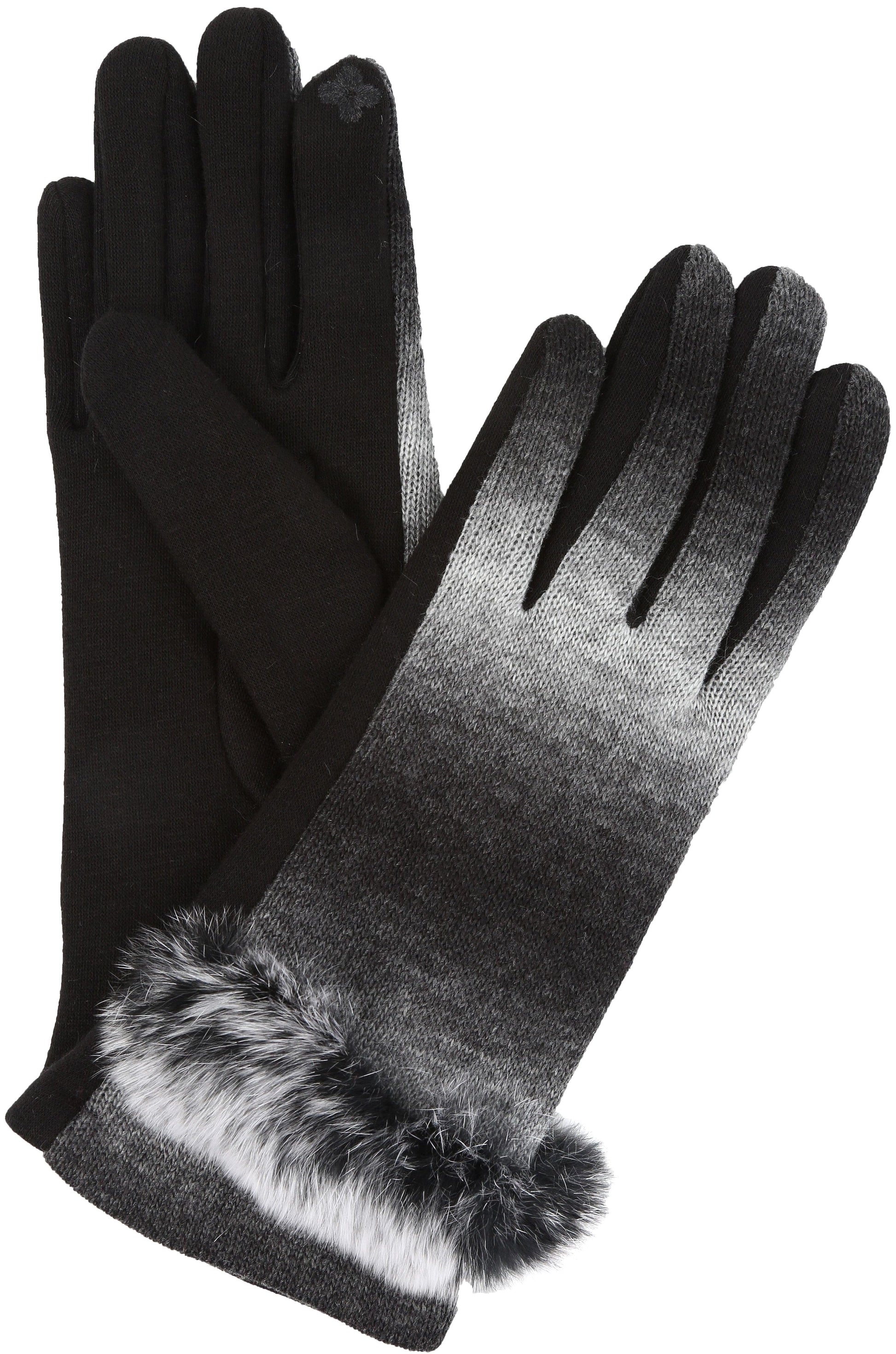 Sakkas Sophie Ombre Knitted Faux Fur Wrist Band Touch Screen Capable Gloves - Concordia Style Boutique