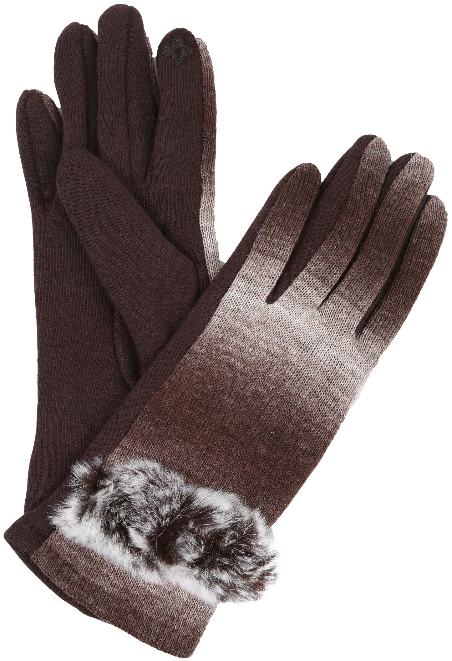 Sakkas Sophie Ombre Knitted Faux Fur Wrist Band Touch Screen Capable Gloves - Concordia Style Boutique