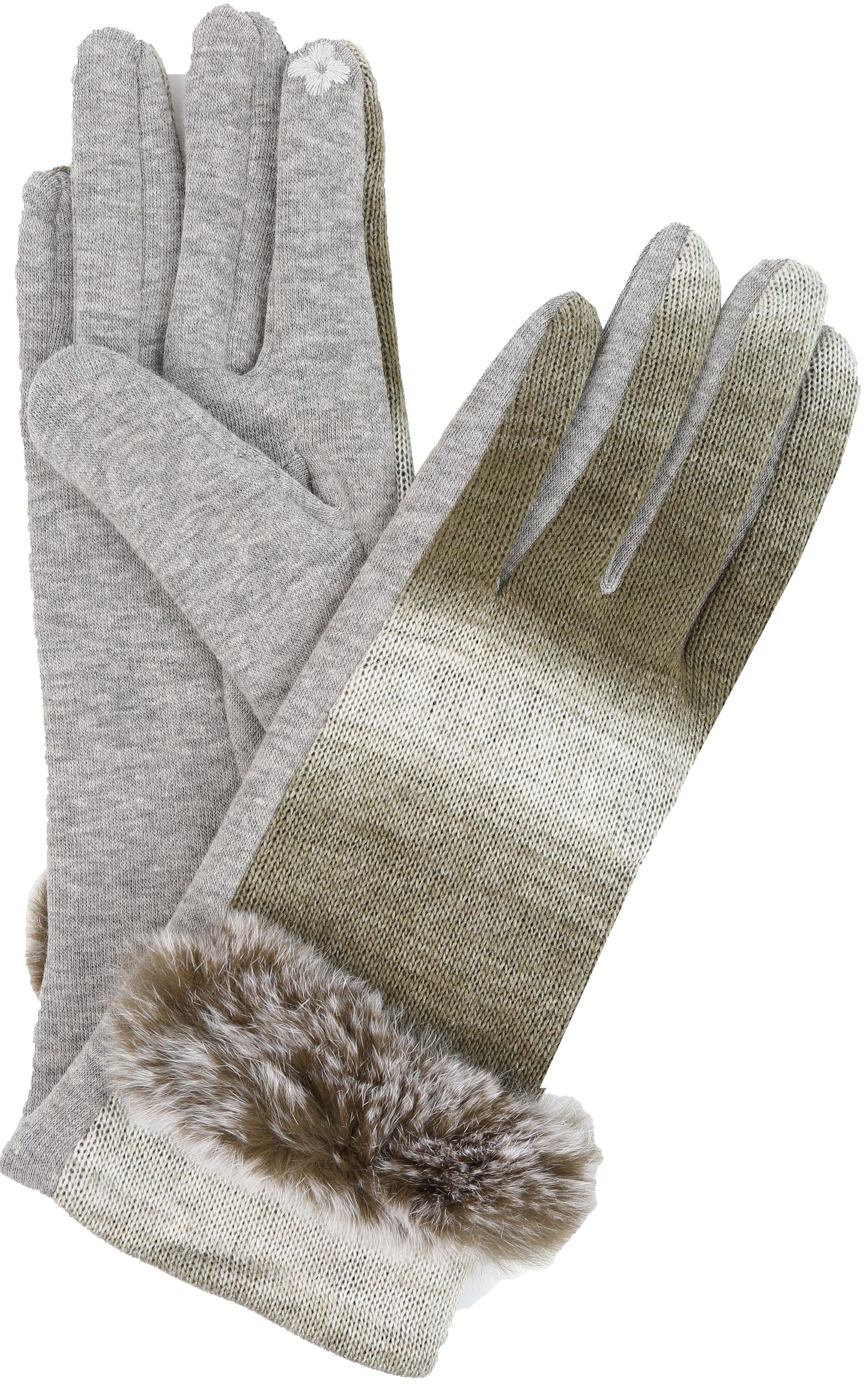 Sakkas Sophie Ombre Knitted Faux Fur Wrist Band Touch Screen Capable Gloves - Concordia Style Boutique