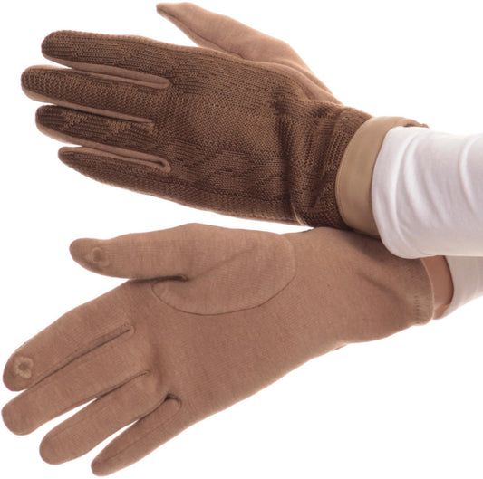Sakkas Rayanne Soft Classic Knit Faux Leather Wrist Band Touch Screen Warm Gloves - Concordia Style Boutique