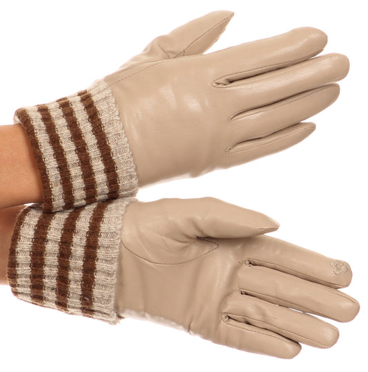 Sakkas Oda Warm Striped Wool Cuff Winter Touch Screen Wrist Length Gloves - Concordia Style Boutique