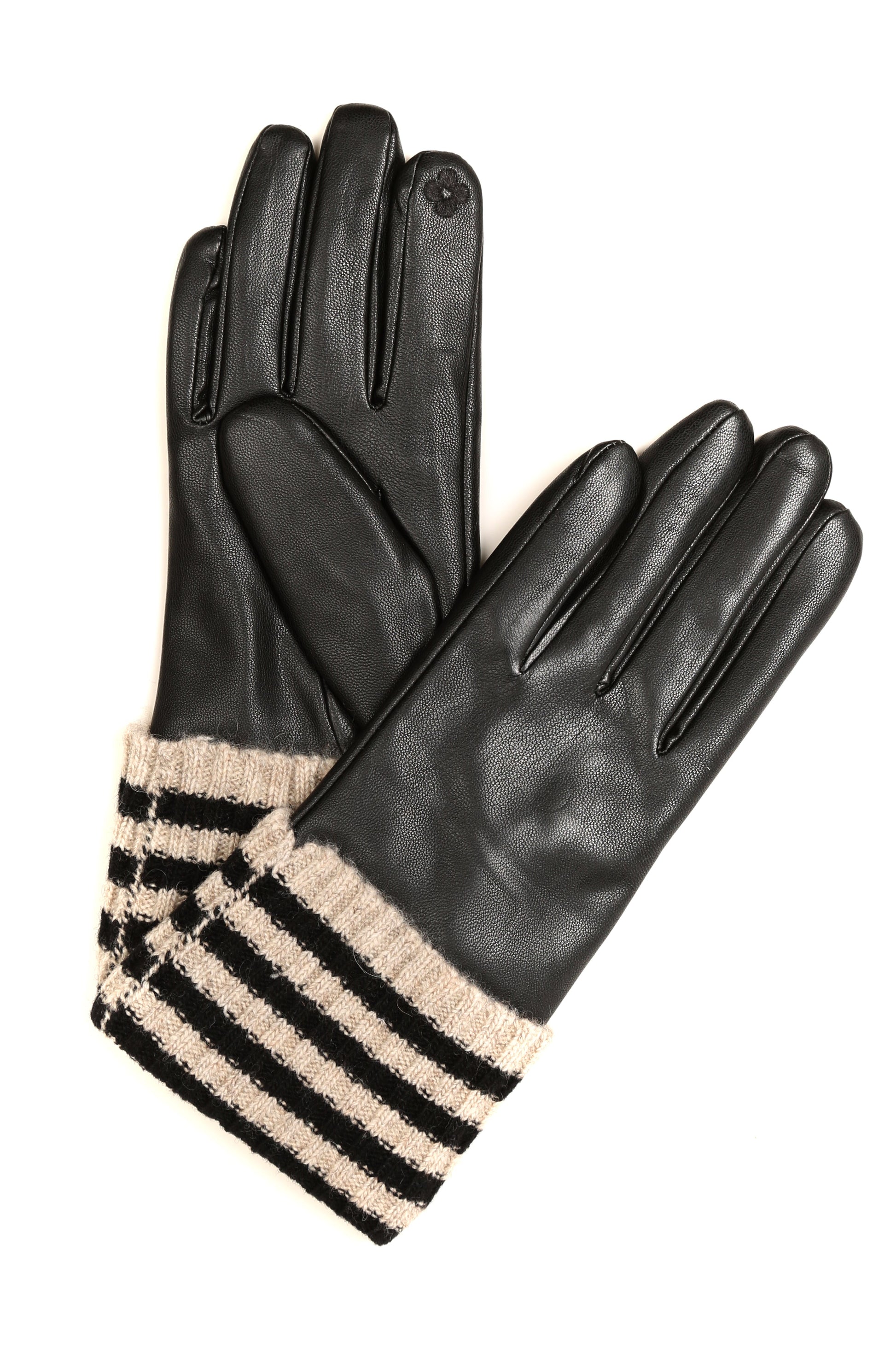 Sakkas Oda Warm Striped Wool Cuff Winter Touch Screen Wrist Length Gloves - Concordia Style Boutique