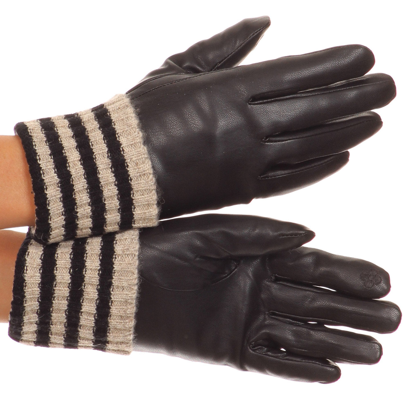 Sakkas Oda Warm Striped Wool Cuff Winter Touch Screen Wrist Length Gloves - Concordia Style Boutique