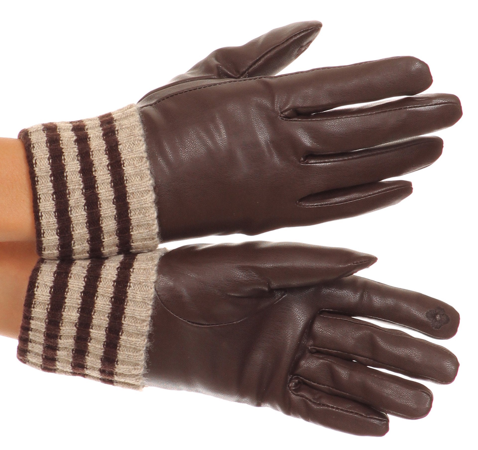 Sakkas Oda Warm Striped Wool Cuff Winter Touch Screen Wrist Length Gloves - Concordia Style Boutique