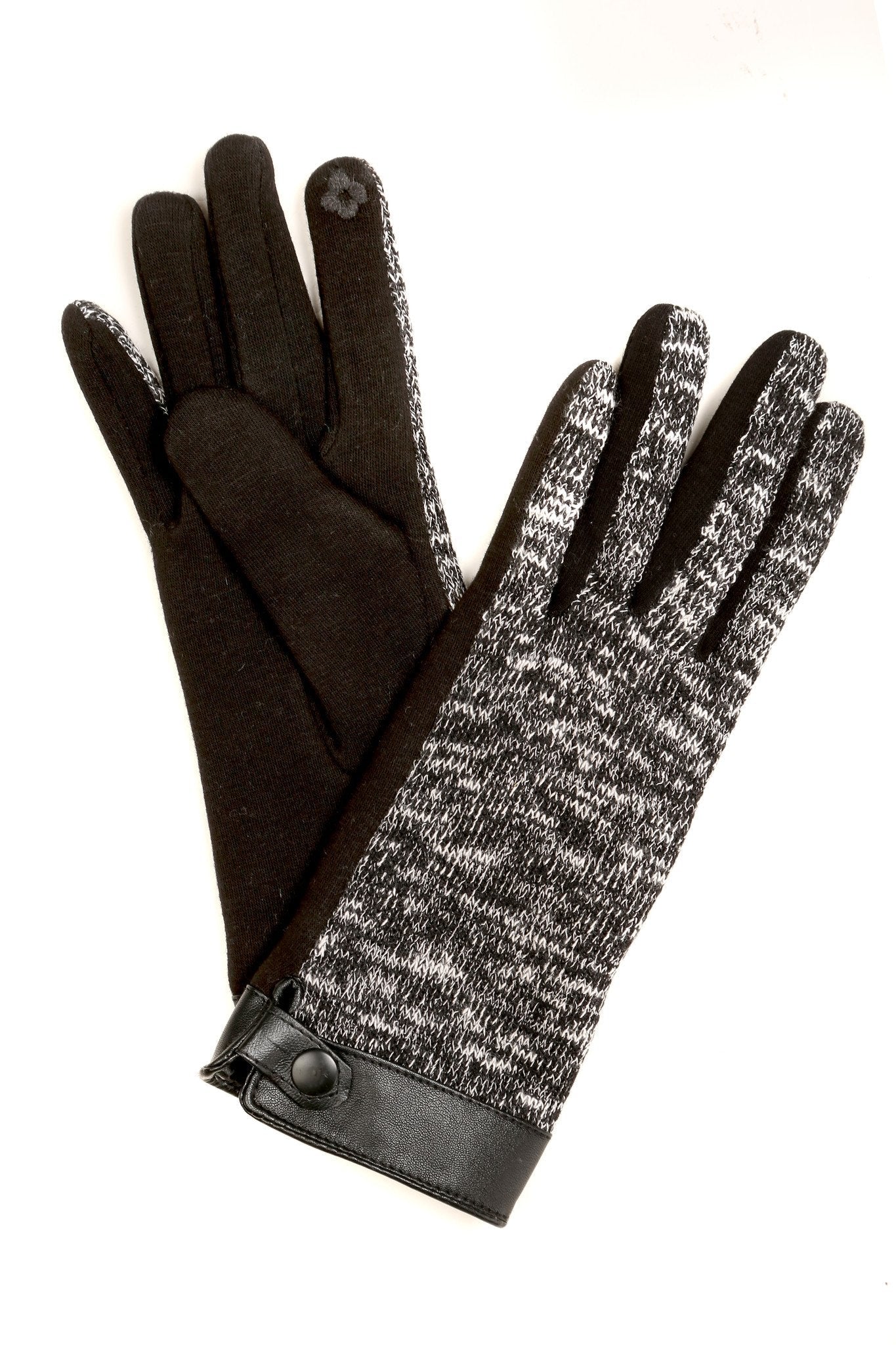 Sakkas Lilith Heather Knit Wrist Length Touch Screen Wrist Snap Winter Gloves - Concordia Style Boutique