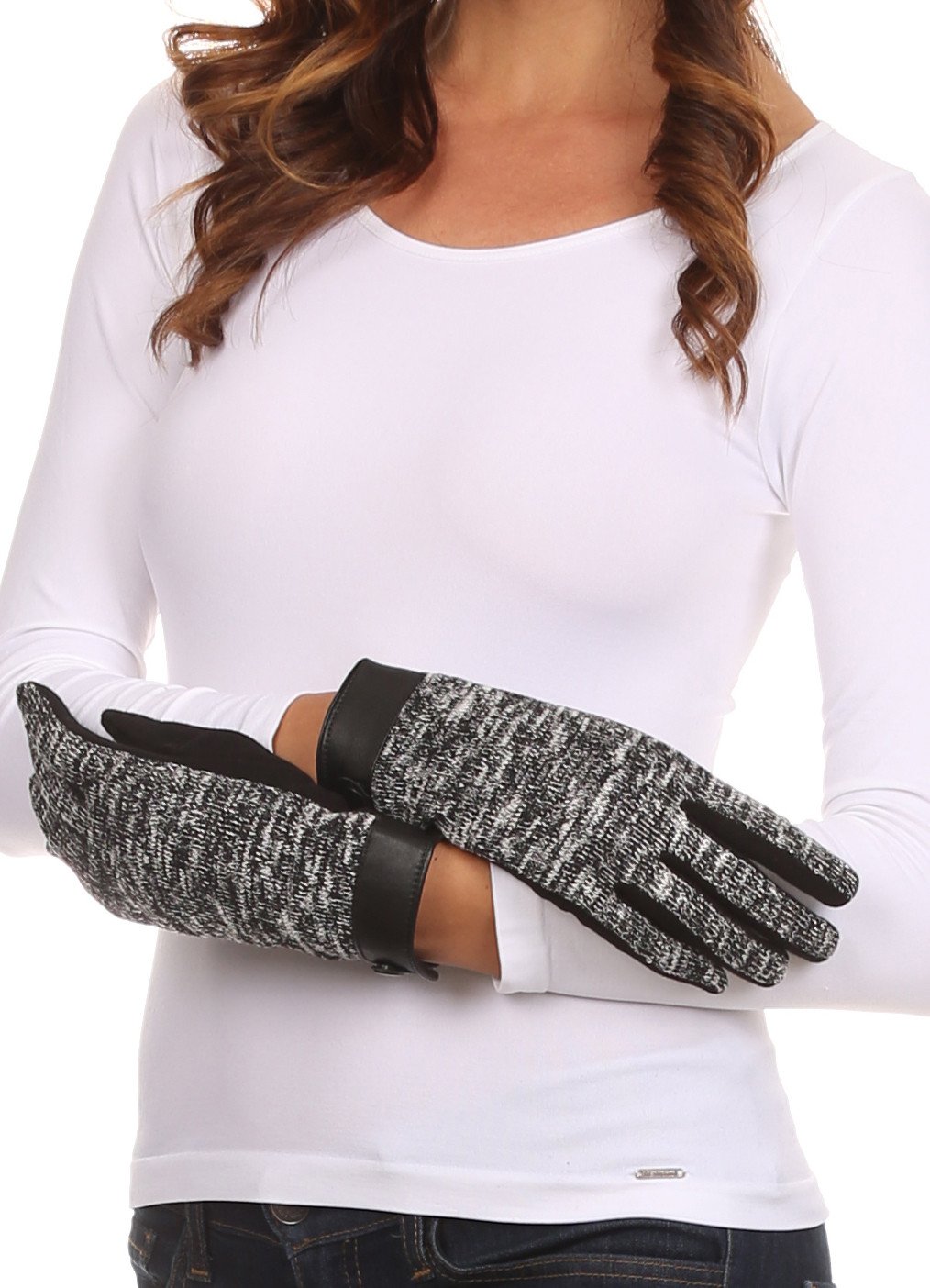 Sakkas Lilith Heather Knit Wrist Length Touch Screen Wrist Snap Winter Gloves - Concordia Style Boutique