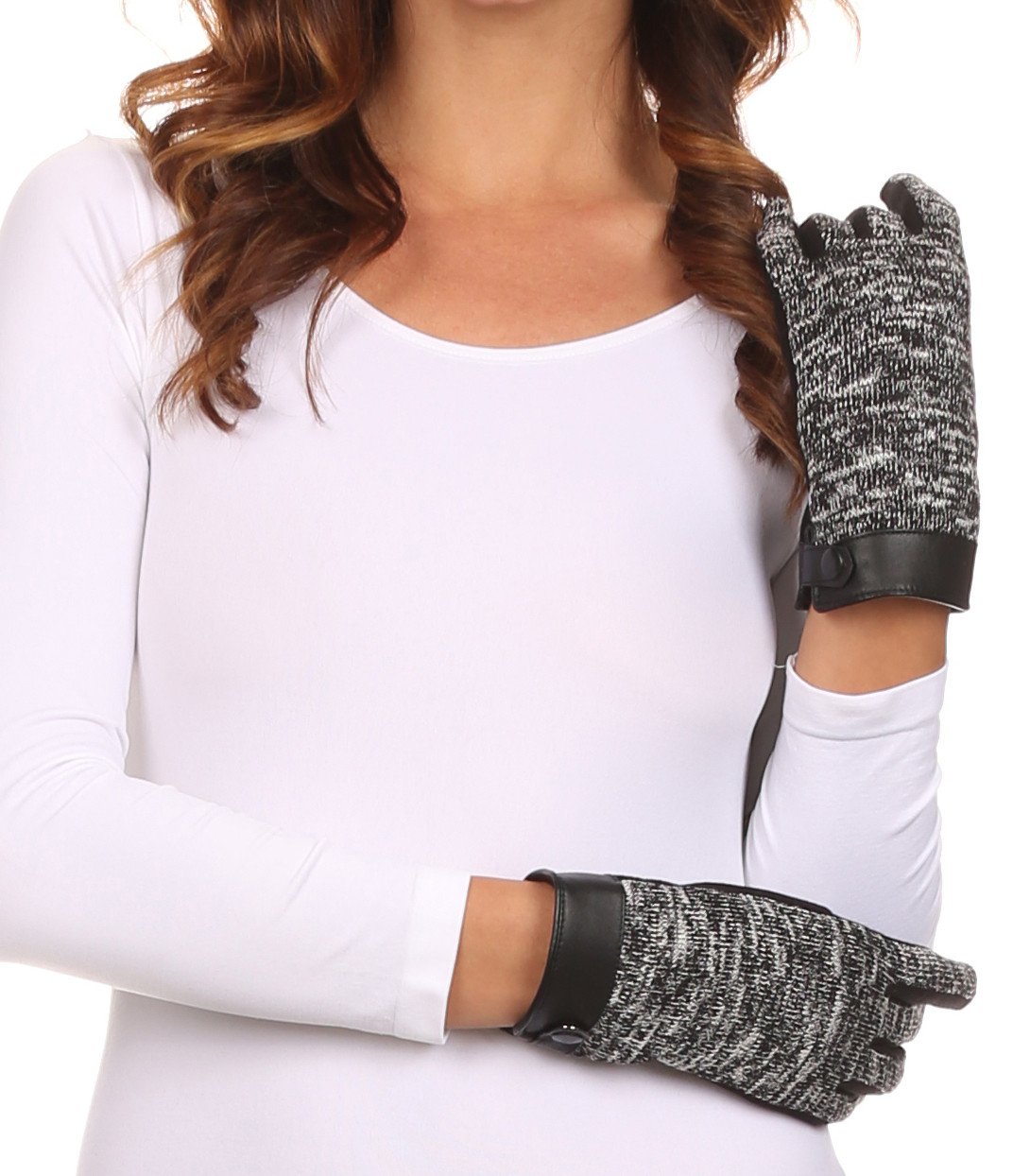 Sakkas Lilith Heather Knit Wrist Length Touch Screen Wrist Snap Winter Gloves - Concordia Style Boutique
