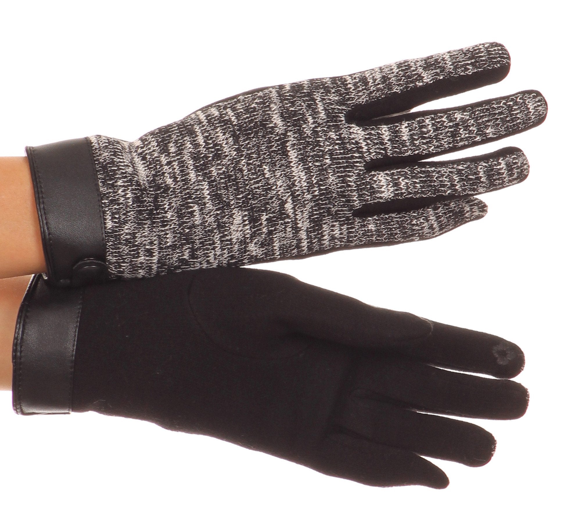 Sakkas Lilith Heather Knit Wrist Length Touch Screen Wrist Snap Winter Gloves - Concordia Style Boutique