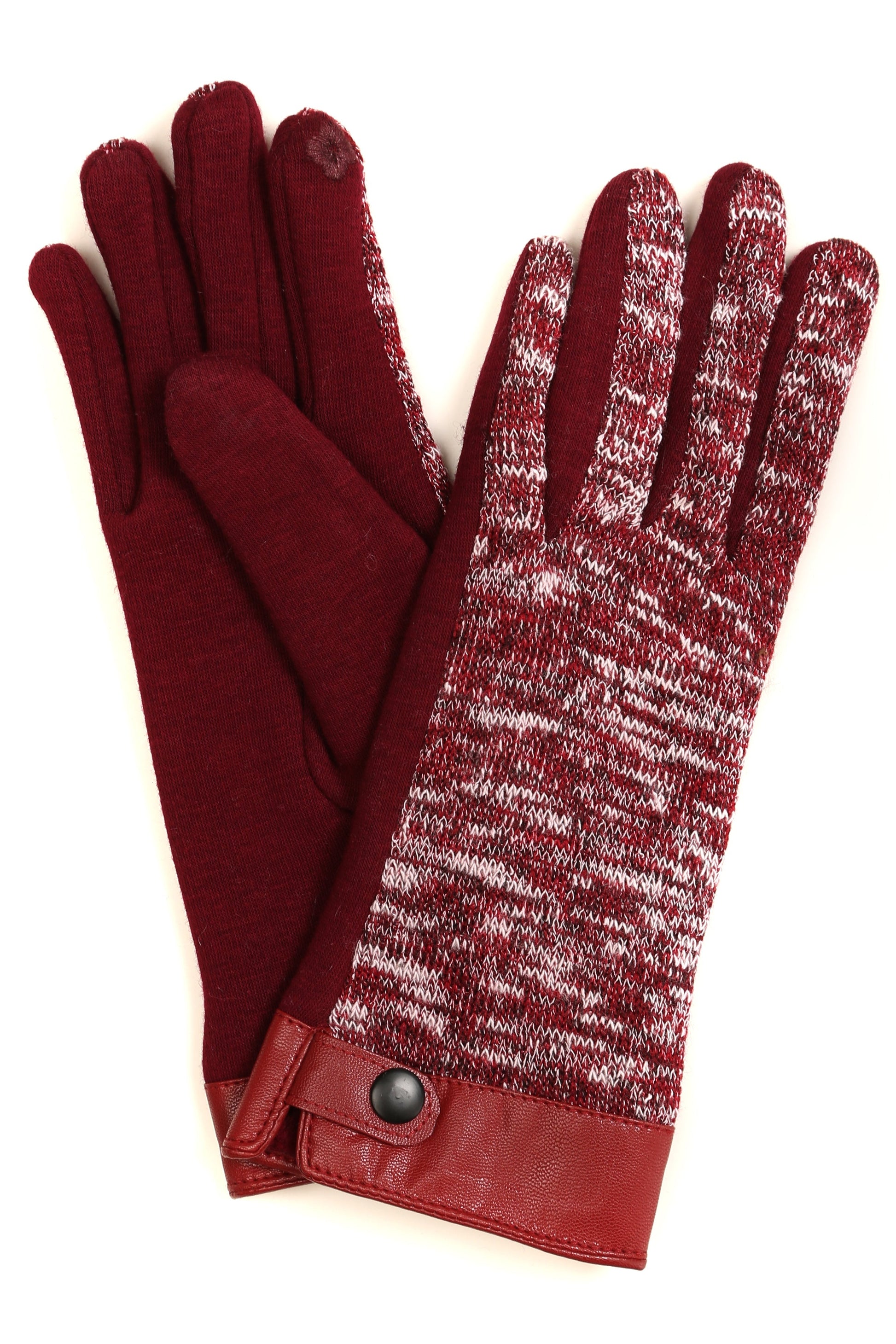 Sakkas Lilith Heather Knit Wrist Length Touch Screen Wrist Snap Winter Gloves - Concordia Style Boutique