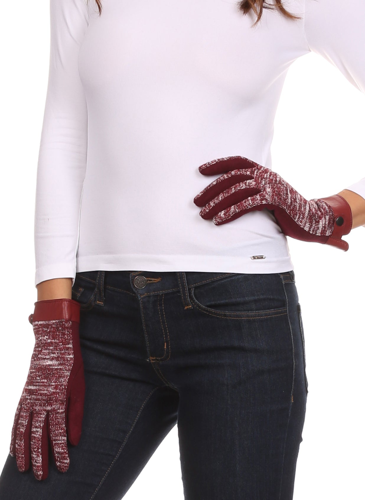 Sakkas Lilith Heather Knit Wrist Length Touch Screen Wrist Snap Winter Gloves - Concordia Style Boutique