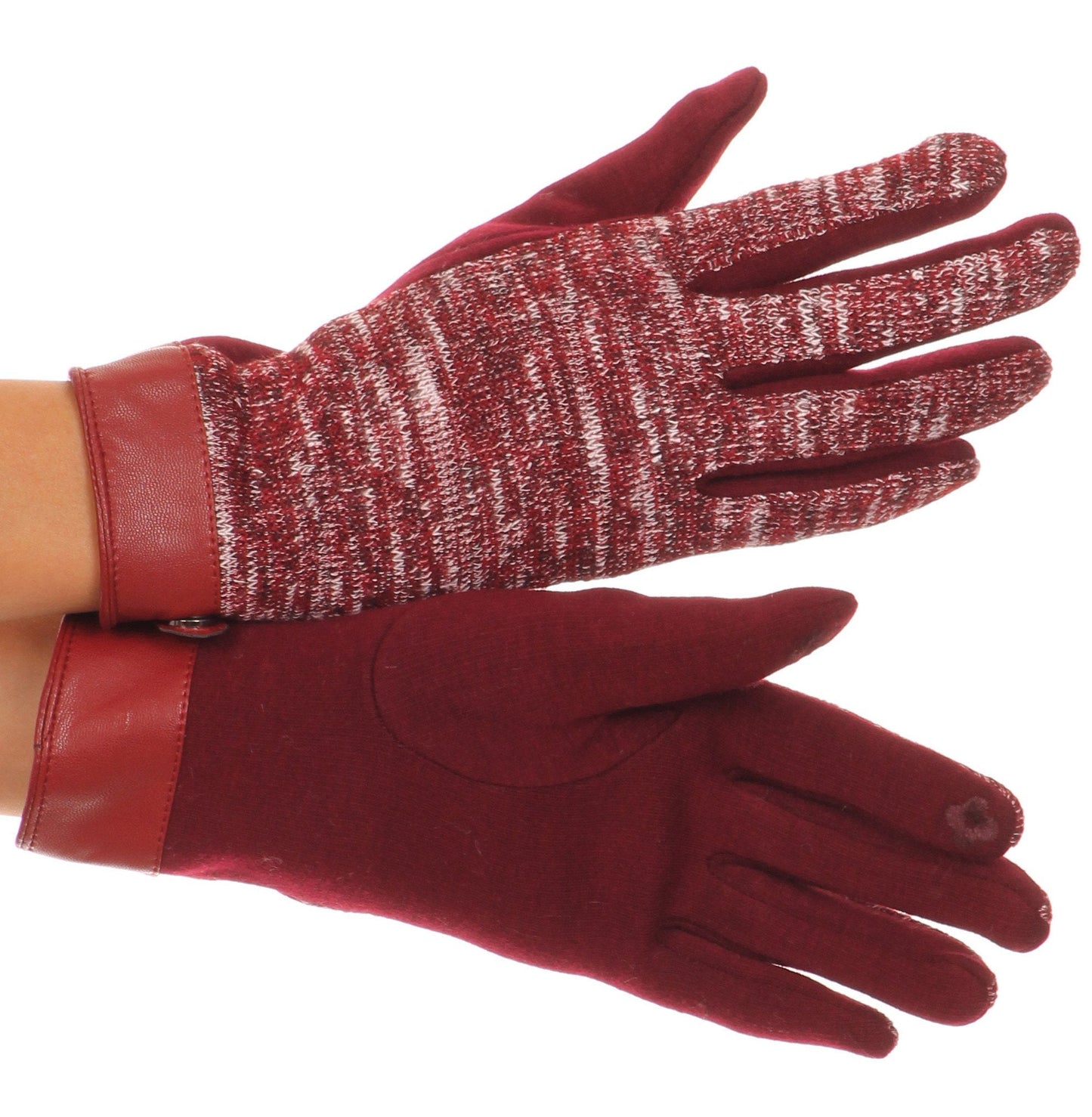 Sakkas Lilith Heather Knit Wrist Length Touch Screen Wrist Snap Winter Gloves - Concordia Style Boutique