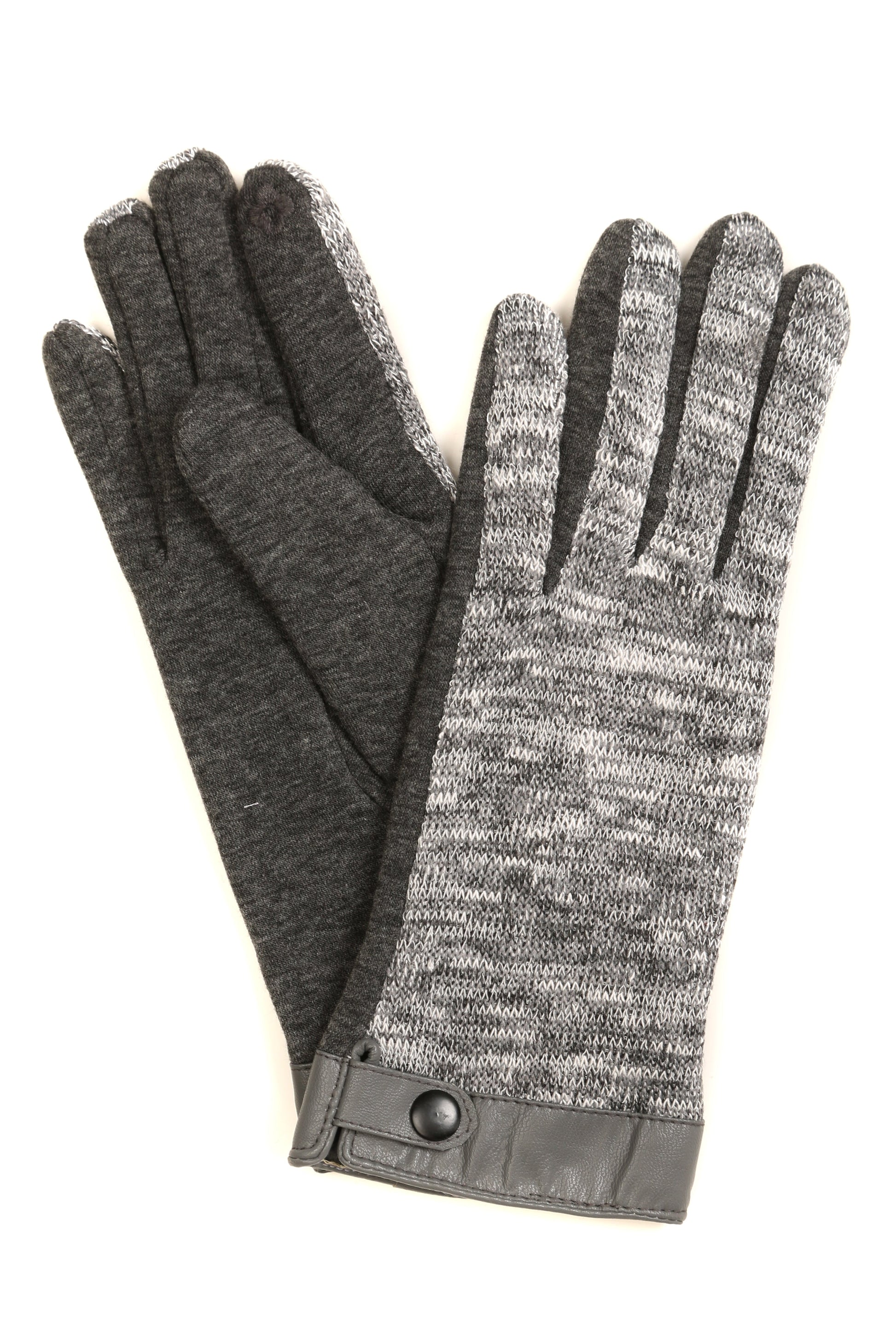 Sakkas Lilith Heather Knit Wrist Length Touch Screen Wrist Snap Winter Gloves - Concordia Style Boutique
