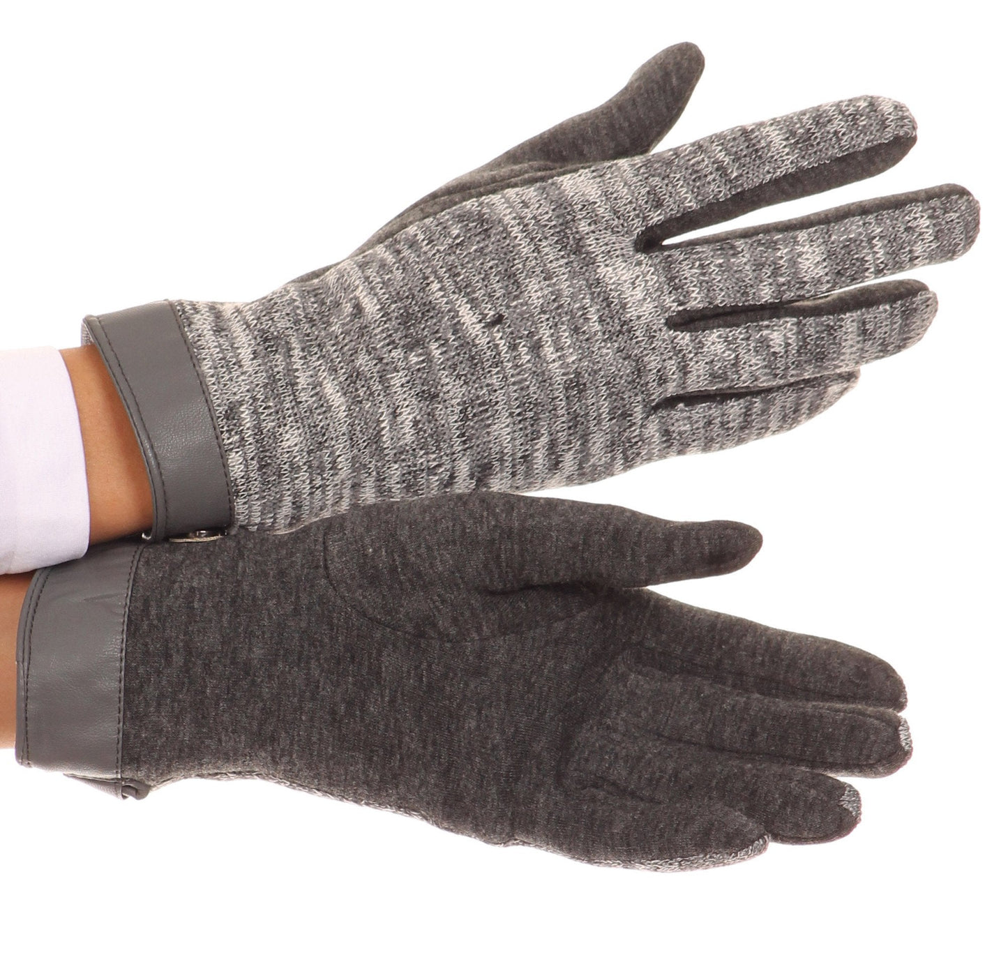 Sakkas Lilith Heather Knit Wrist Length Touch Screen Wrist Snap Winter Gloves - Concordia Style Boutique