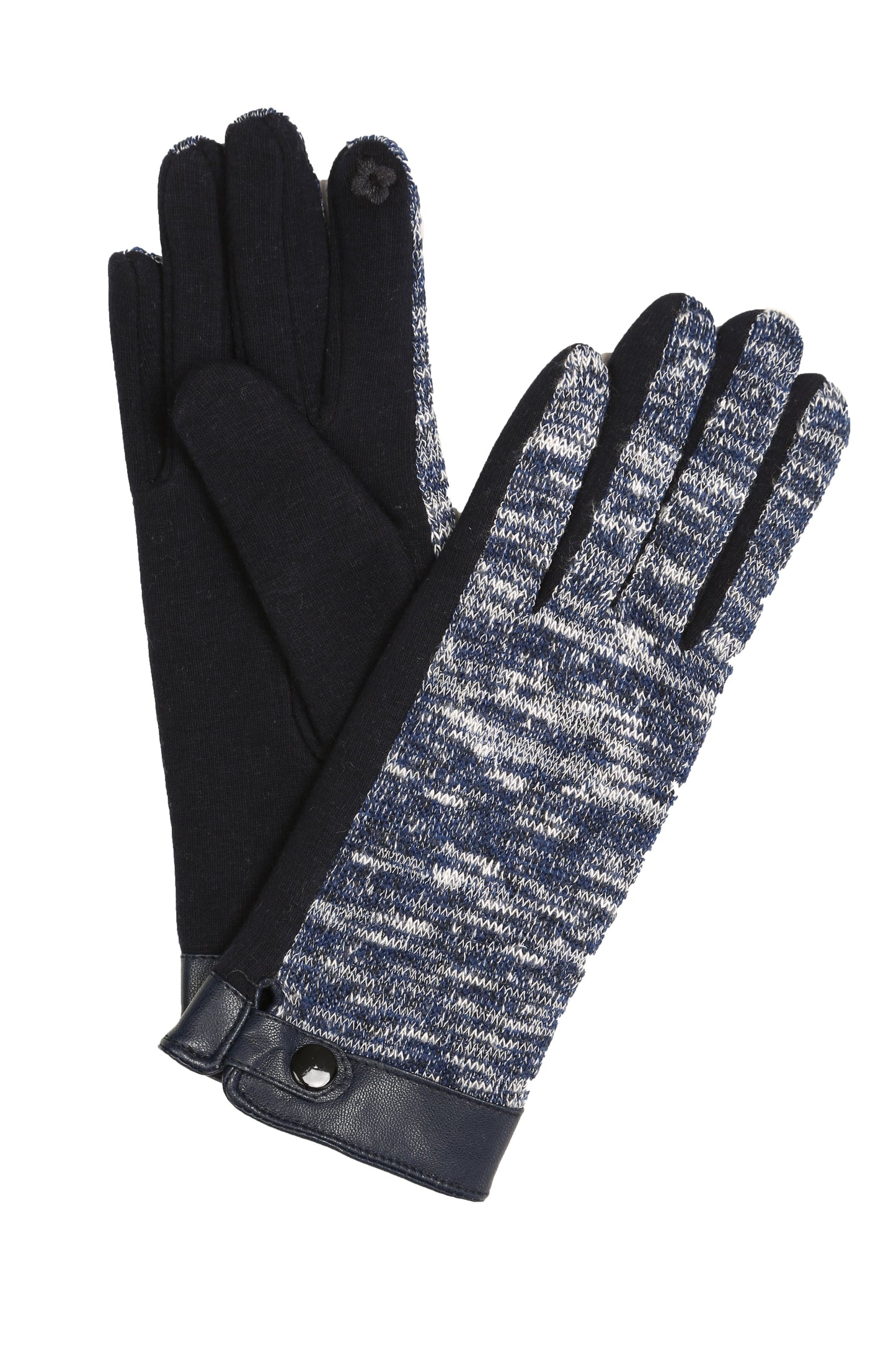 Sakkas Lilith Heather Knit Wrist Length Touch Screen Wrist Snap Winter Gloves - Concordia Style Boutique