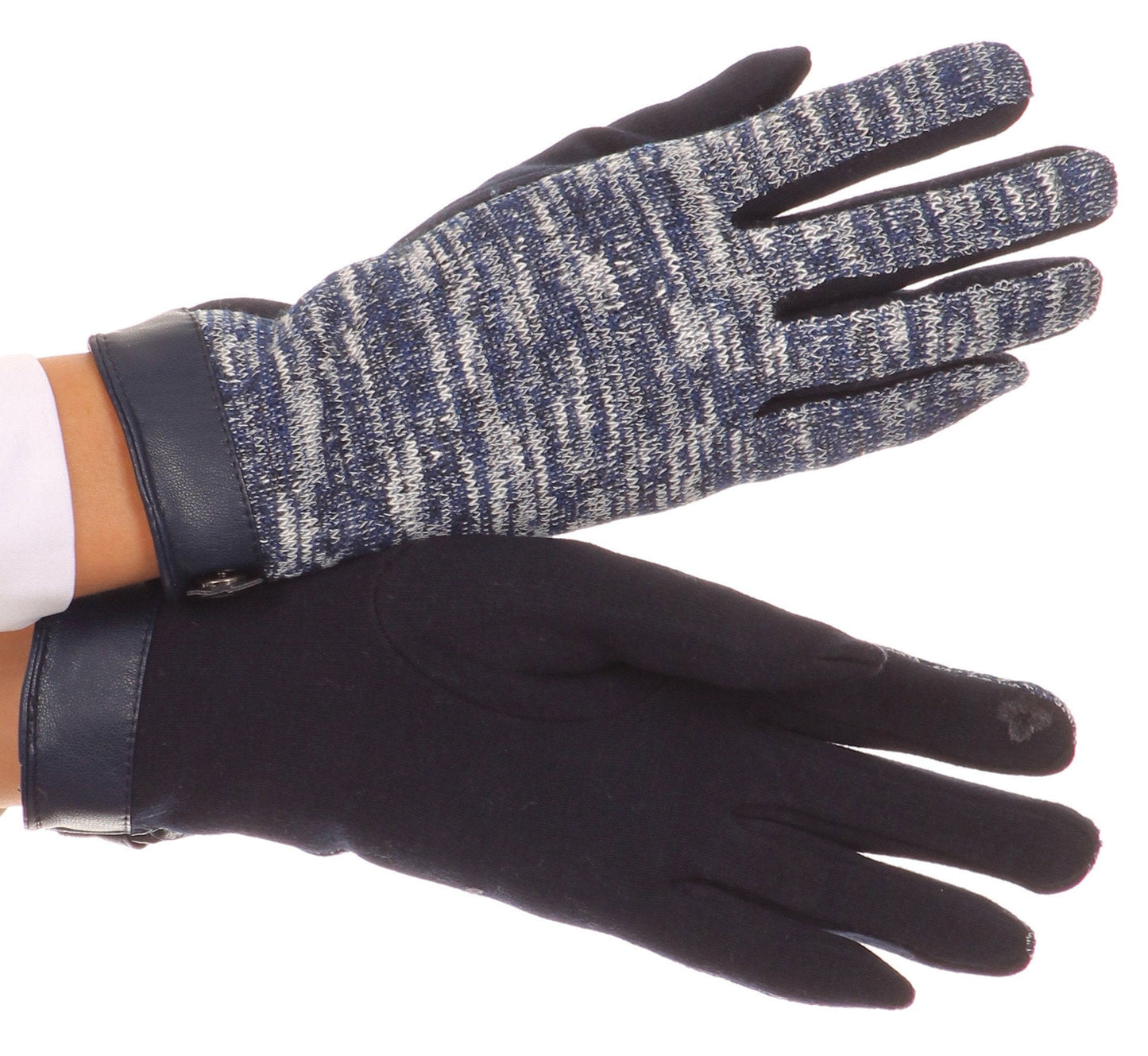Sakkas Lilith Heather Knit Wrist Length Touch Screen Wrist Snap Winter Gloves - Concordia Style Boutique