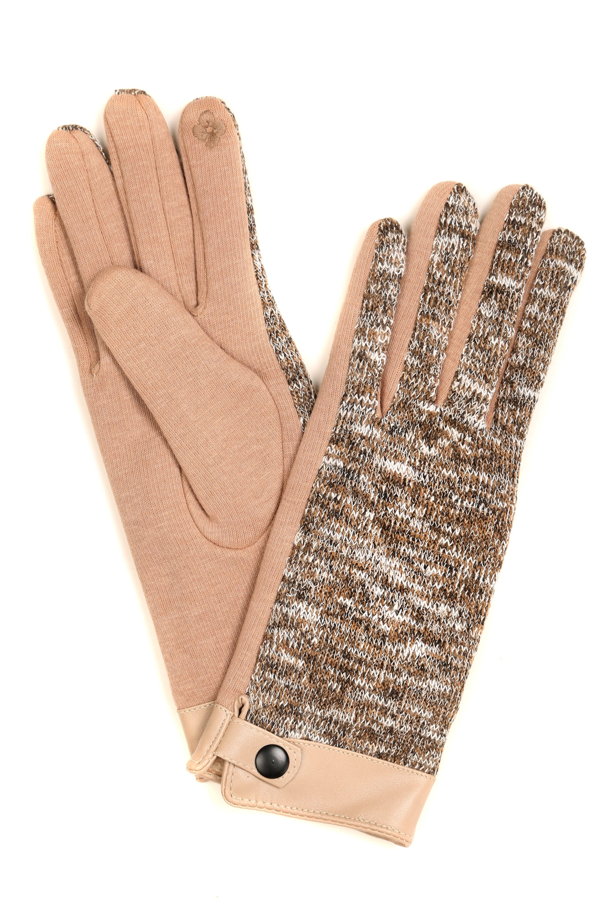 Sakkas Lilith Heather Knit Wrist Length Touch Screen Wrist Snap Winter Gloves - Concordia Style Boutique