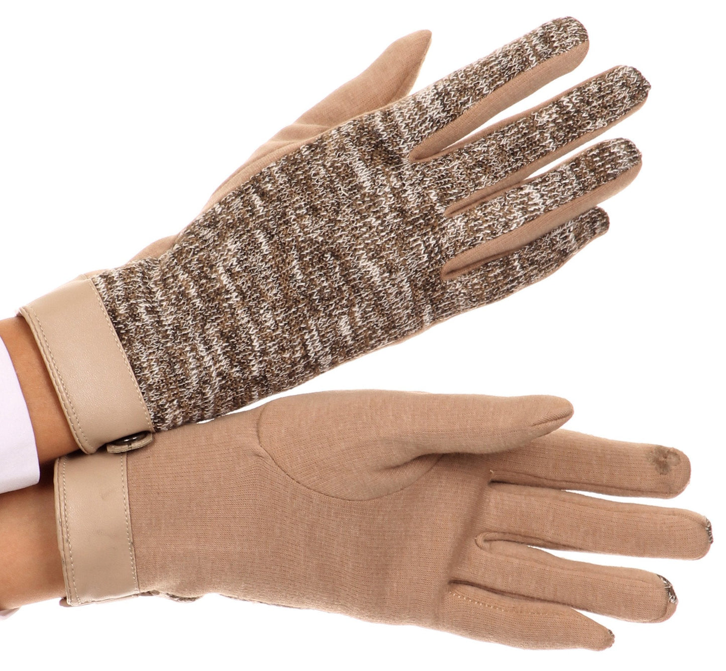 Sakkas Lilith Heather Knit Wrist Length Touch Screen Wrist Snap Winter Gloves - Concordia Style Boutique