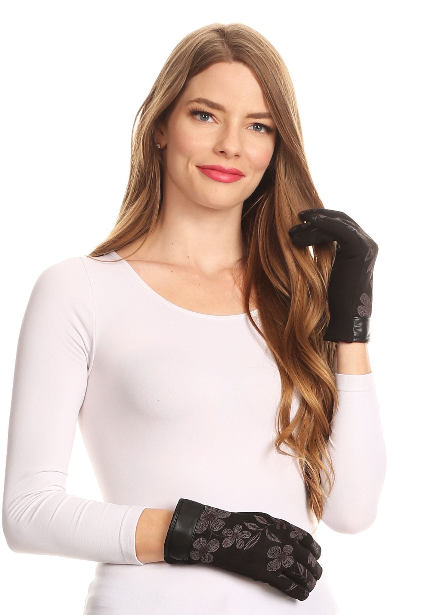 Sakkas Liya Classic Warm Driving Touch Screen Capable Stretch Gloves Fleece Lined - Concordia Style Boutique