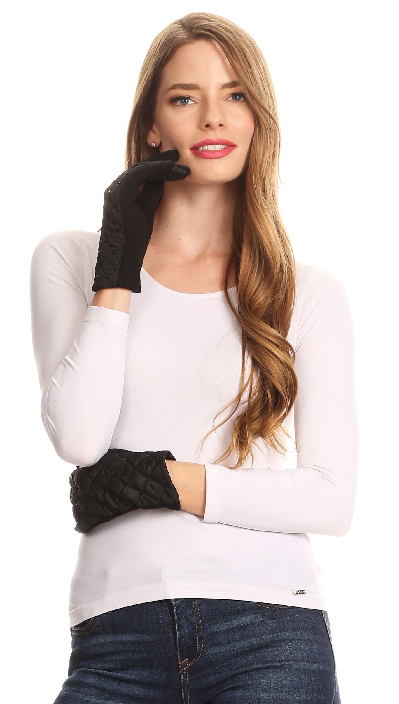 Sakkas Emie Quilted and Lace Super Soft Warm Driving Gloves Touch Screen Capable - Concordia Style Boutique
