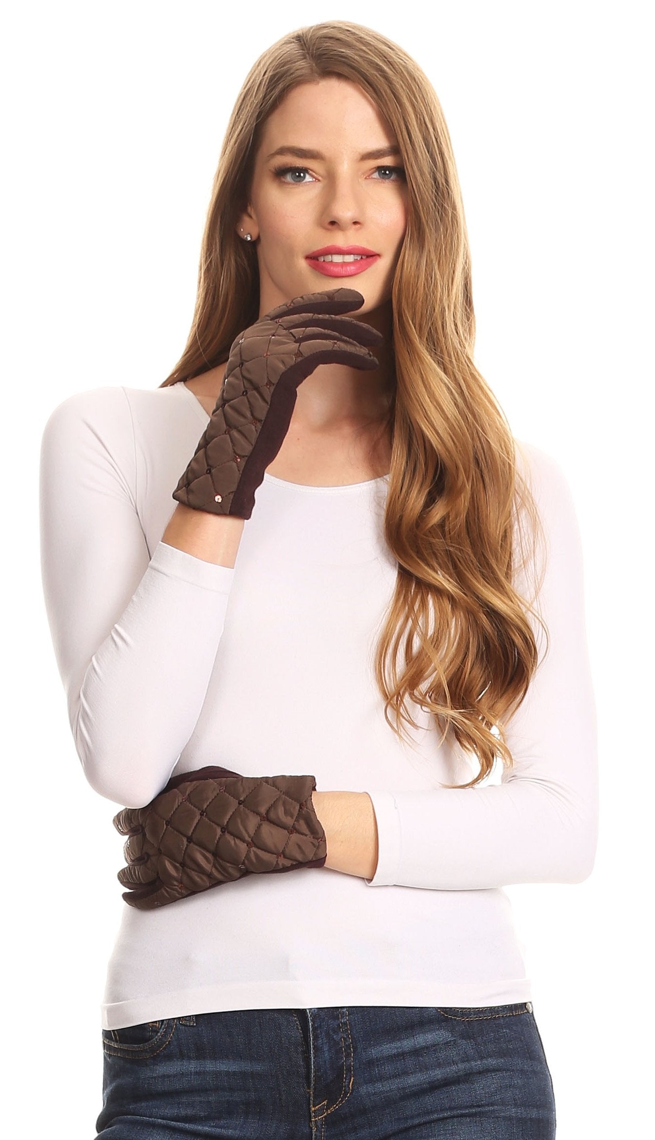 Sakkas Emie Quilted and Lace Super Soft Warm Driving Gloves Touch Screen Capable - Concordia Style Boutique
