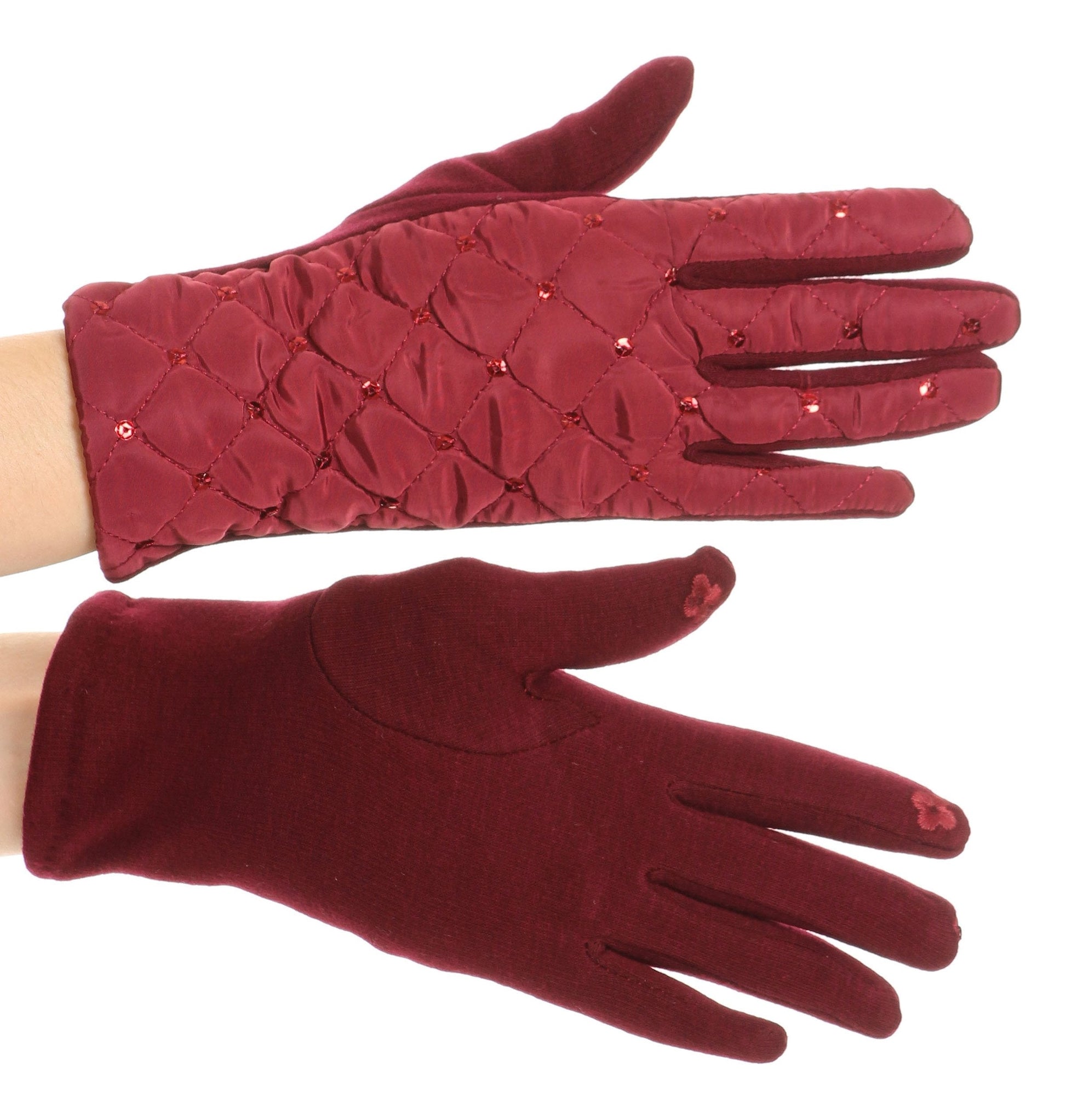 Sakkas Emie Quilted and Lace Super Soft Warm Driving Gloves Touch Screen Capable - Concordia Style Boutique