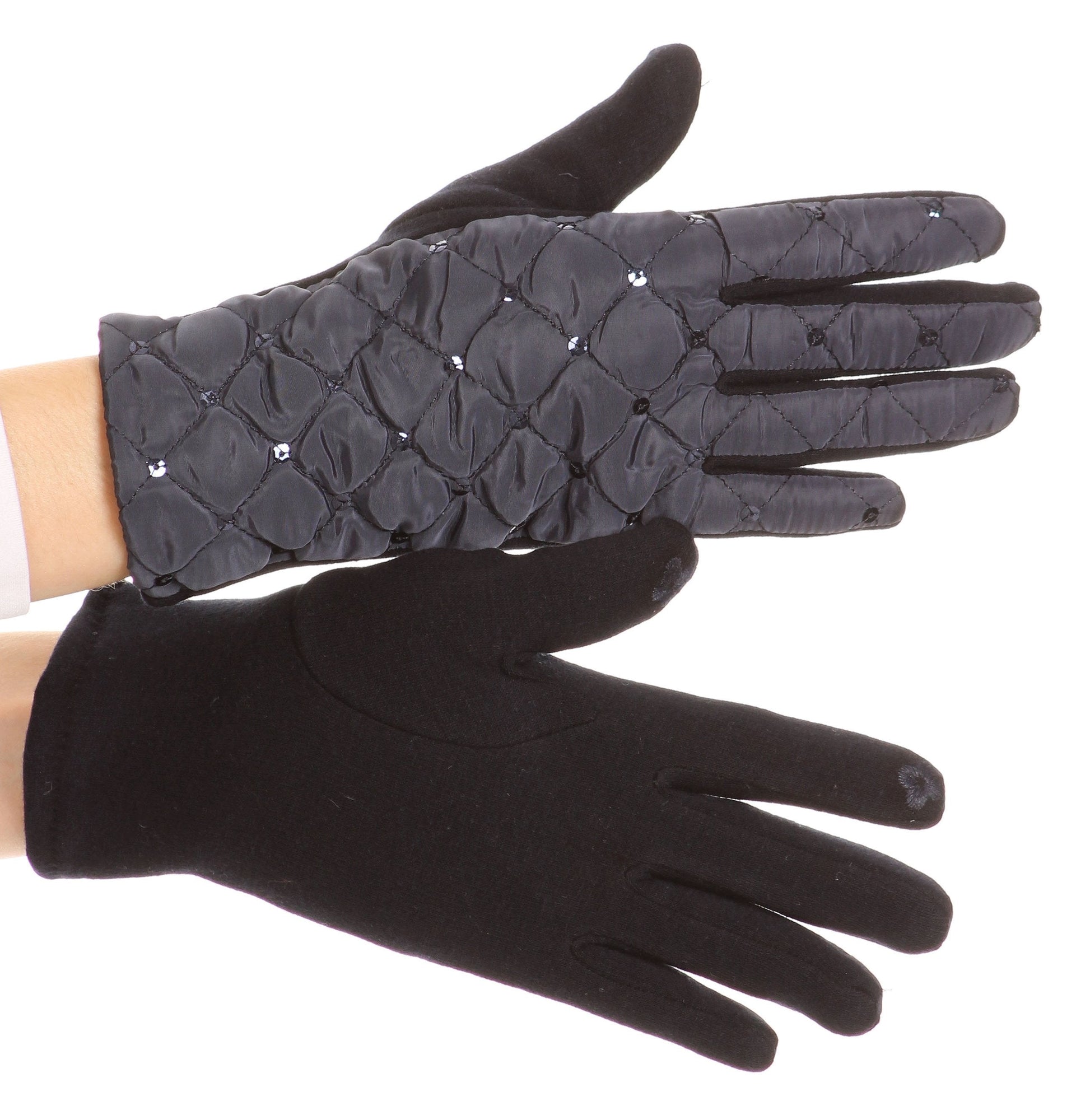 Sakkas Emie Quilted and Lace Super Soft Warm Driving Gloves Touch Screen Capable - Concordia Style Boutique