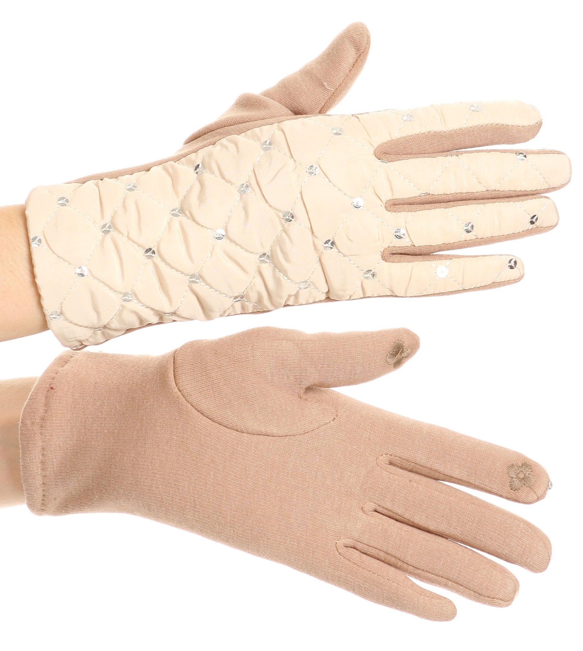 Sakkas Emie Quilted and Lace Super Soft Warm Driving Gloves Touch Screen Capable - Concordia Style Boutique