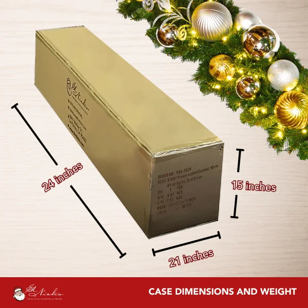 9'x14" Pre-Decorated Garland with Warm White Lights Gold/Silver