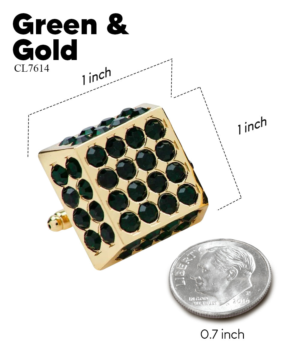 Vittorio Vico Men's Large Square Studded Colored Crystal Cufflinks: CL76XX Series - Concordia Style Boutique