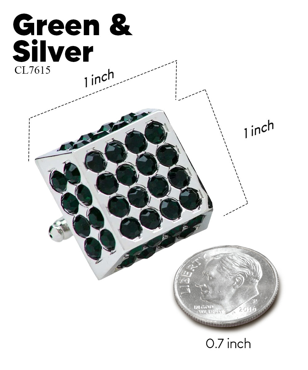 Vittorio Vico Men's Large Square Studded Colored Crystal Cufflinks: CL76XX Series - Concordia Style Boutique