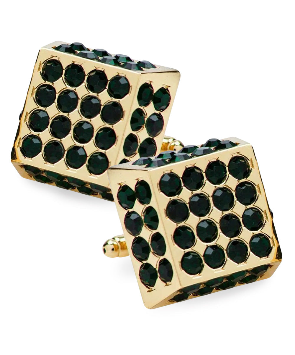 Vittorio Vico Men's Large Square Studded Colored Crystal Cufflinks: CL76XX Series - Concordia Style Boutique