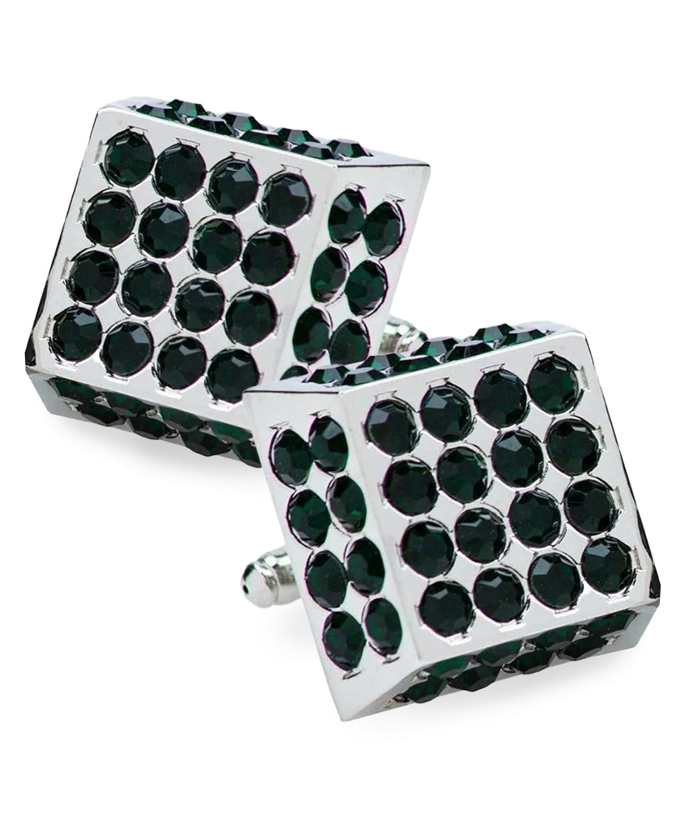 Vittorio Vico Men's Large Square Studded Colored Crystal Cufflinks: CL76XX Series - Concordia Style Boutique