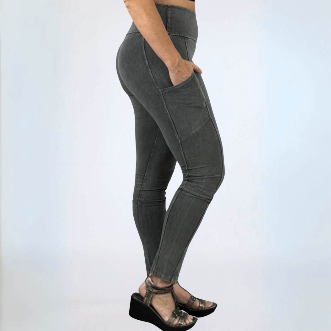 A Perfect Fit Mineral Washed Pocket Leggings Made in USA - Concordia Style Boutique
