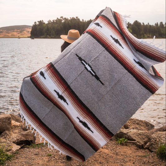 Grey Baja Mexican Diamond Yoga Blanket - Concordia Style Boutique